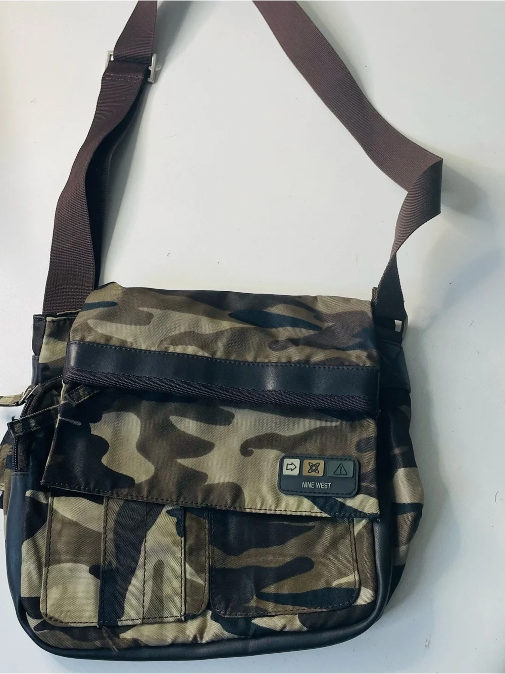Nine West Men's Camo Messenger Bag - Brown, Green